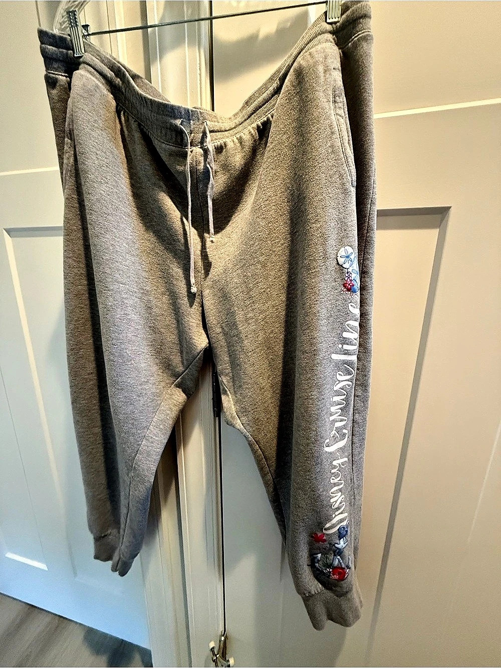 Disney Cruise Line Gray Embroidered Jogger Pants